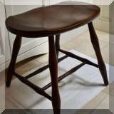 F34. Vanity stool with bamboo turned legs. Paine Furniture label. 